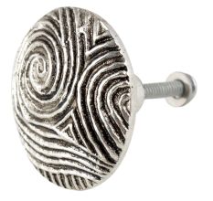 Round Wave Shape Antique Silver Aluminium Cabinet Knob